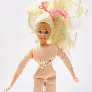 MATTEL BEDTIME BARBIE Doll Blonde Hair Blue Eyes Cloth Soft Body Nude 11" Tall